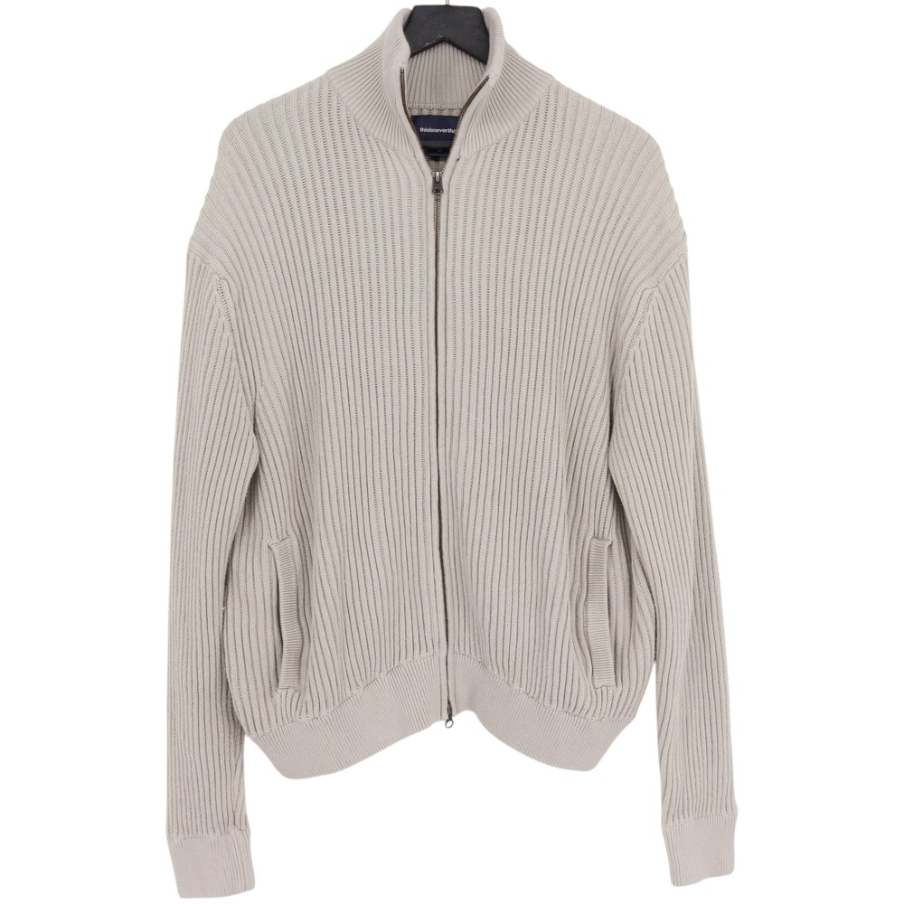 thisisneverthat Men's Size S Full Zip Ribbed Knit Cardigan Gray TN223KKNPK03